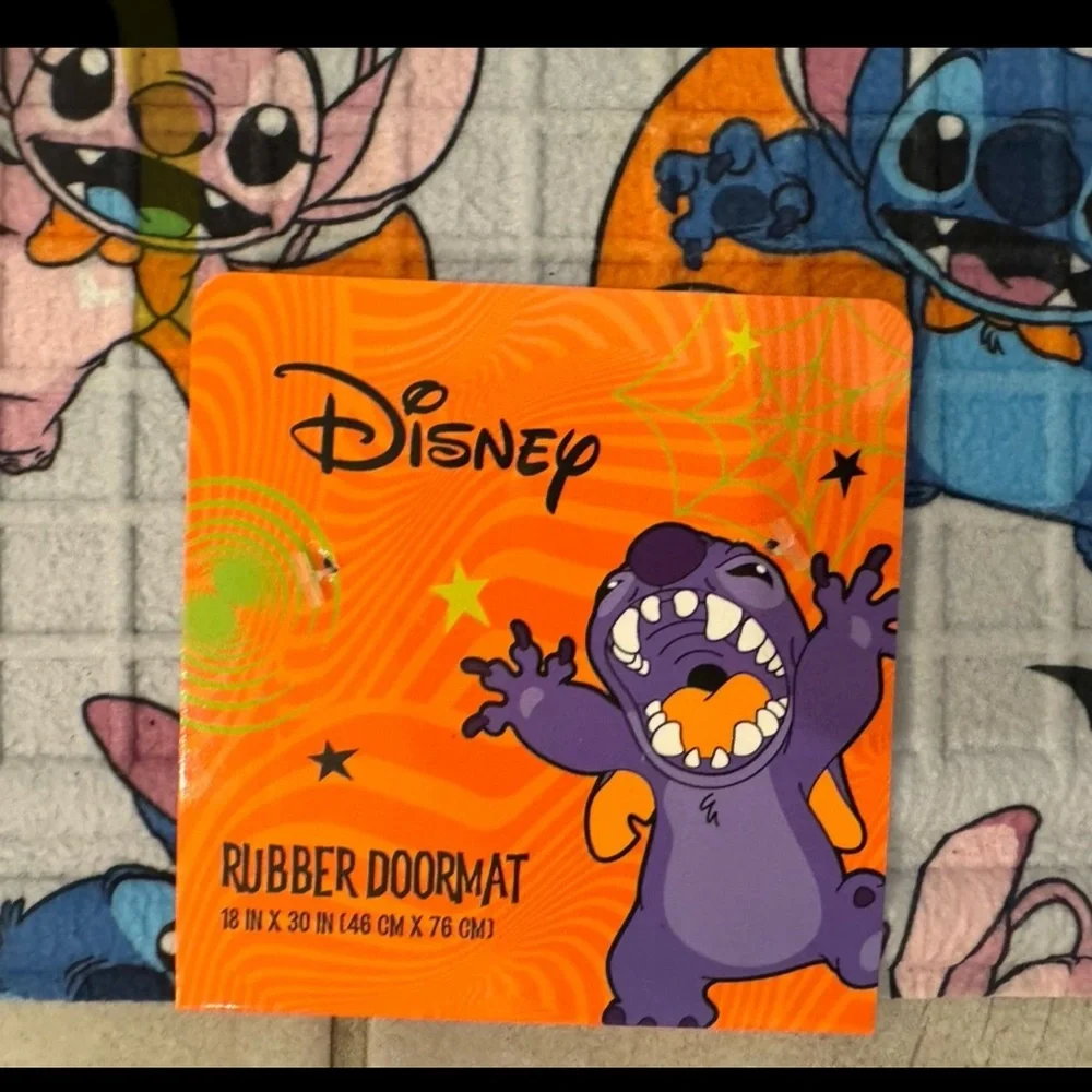 Disney Orange and Purple Stitch Halloween Rubber Doormat